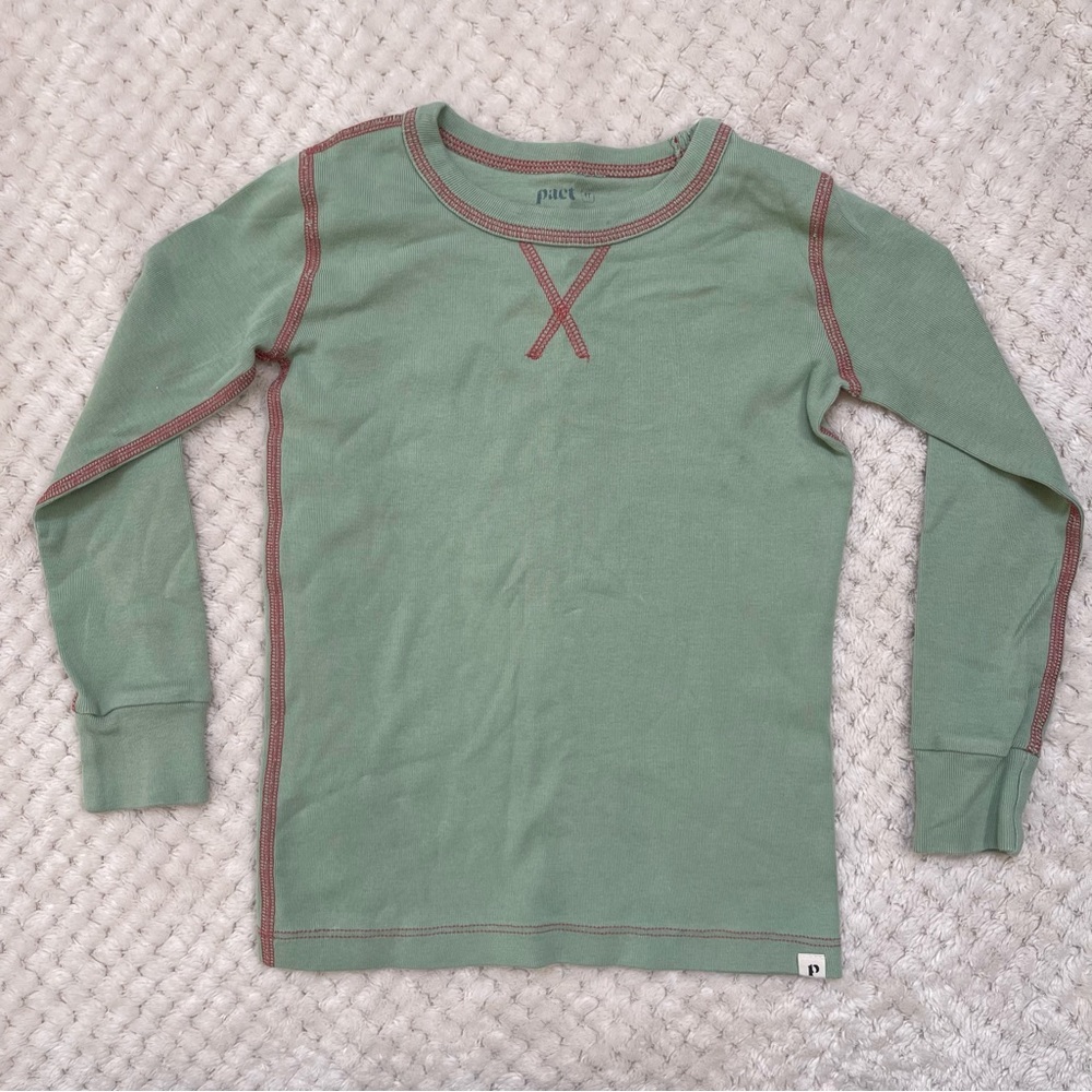 Pact Toddler 4T organic cotton dusty sage green Christmas pajamas